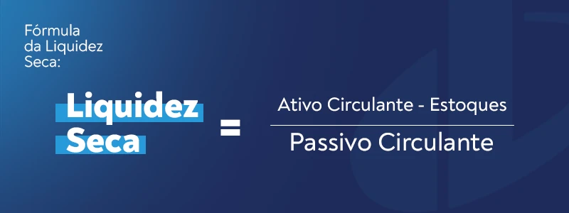 Descrição da fórmula da Liquidez Seca, apresentando a equação para calcular a liquidez de uma empresa na contabilidade, essencial para análise financeira.