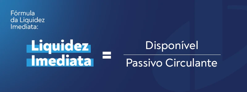 Fórmula da Liquidez Imediata que define a relação entre disponível e passivo circulante, essencial para análises financeiras.